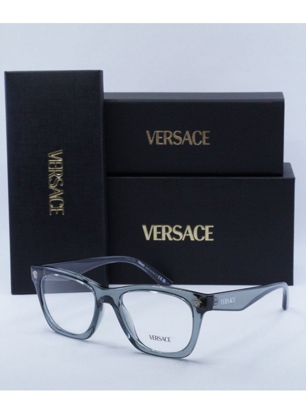 Versace VE3363U 5496 Square Eyeglasses – Grey Transparent 50mm